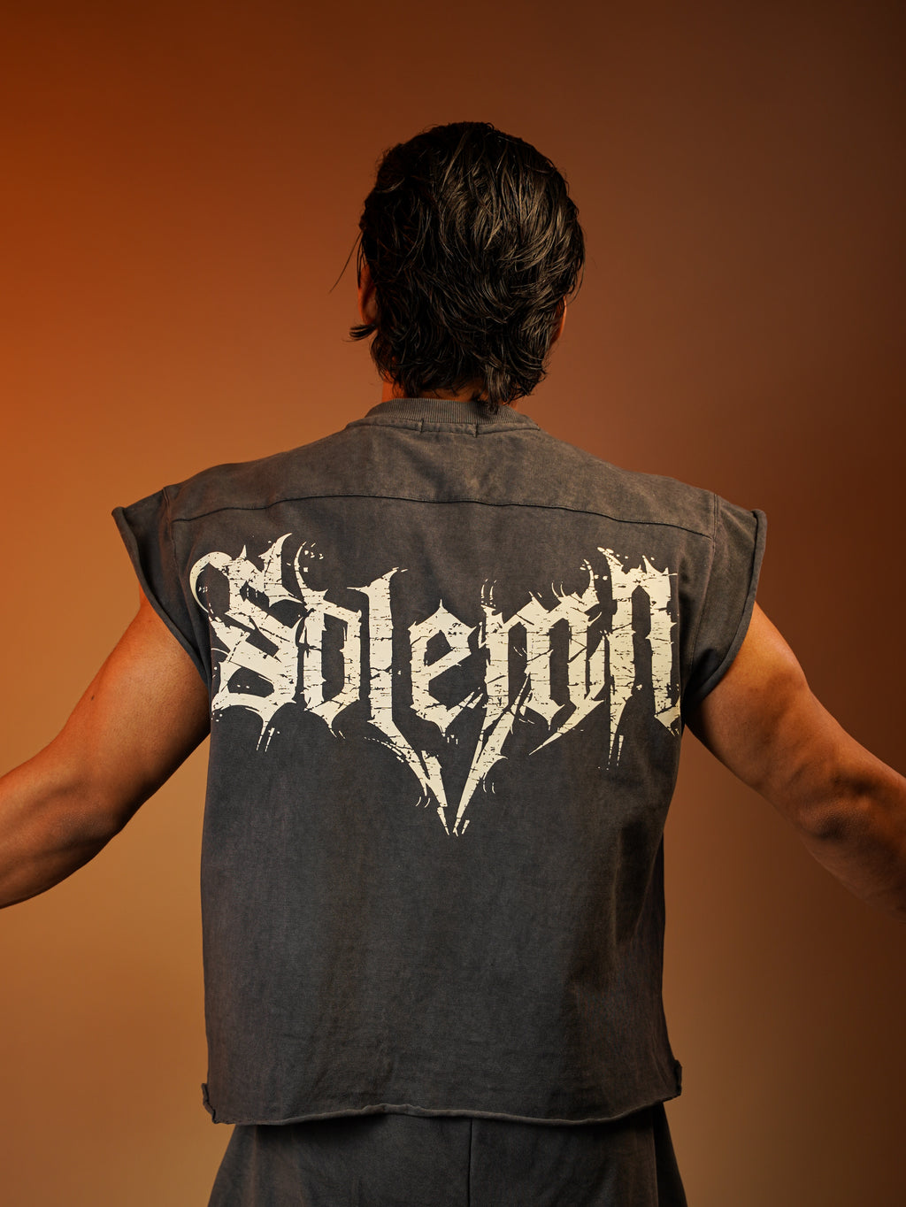 SOLEMN GRUNGE ACID WASH SIGILISM BACK PRINT CROP T-SHIRT