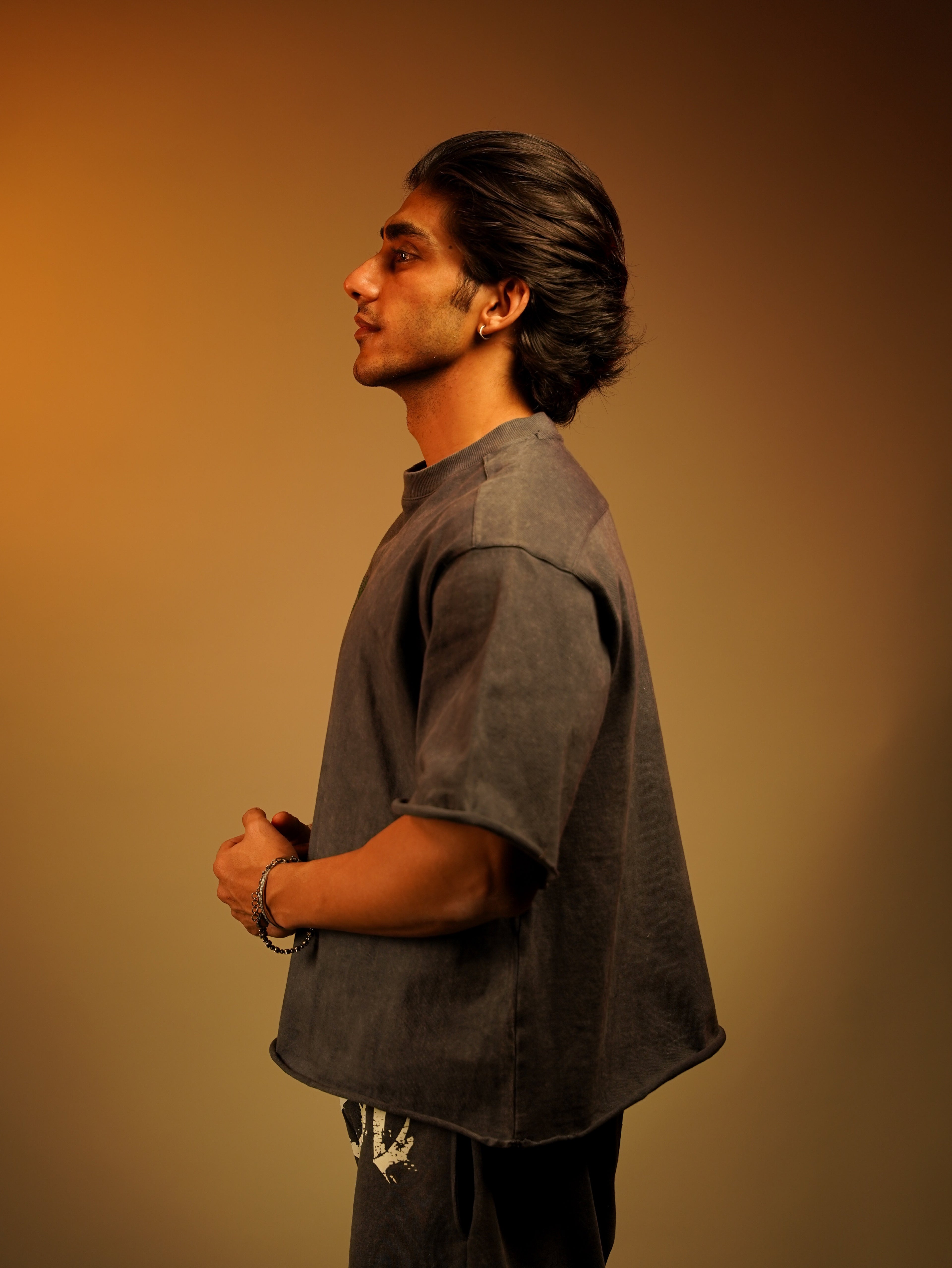 SOLEMN Men Crop HALF SLEEVES boxy EMBROIDERED T SHIRT