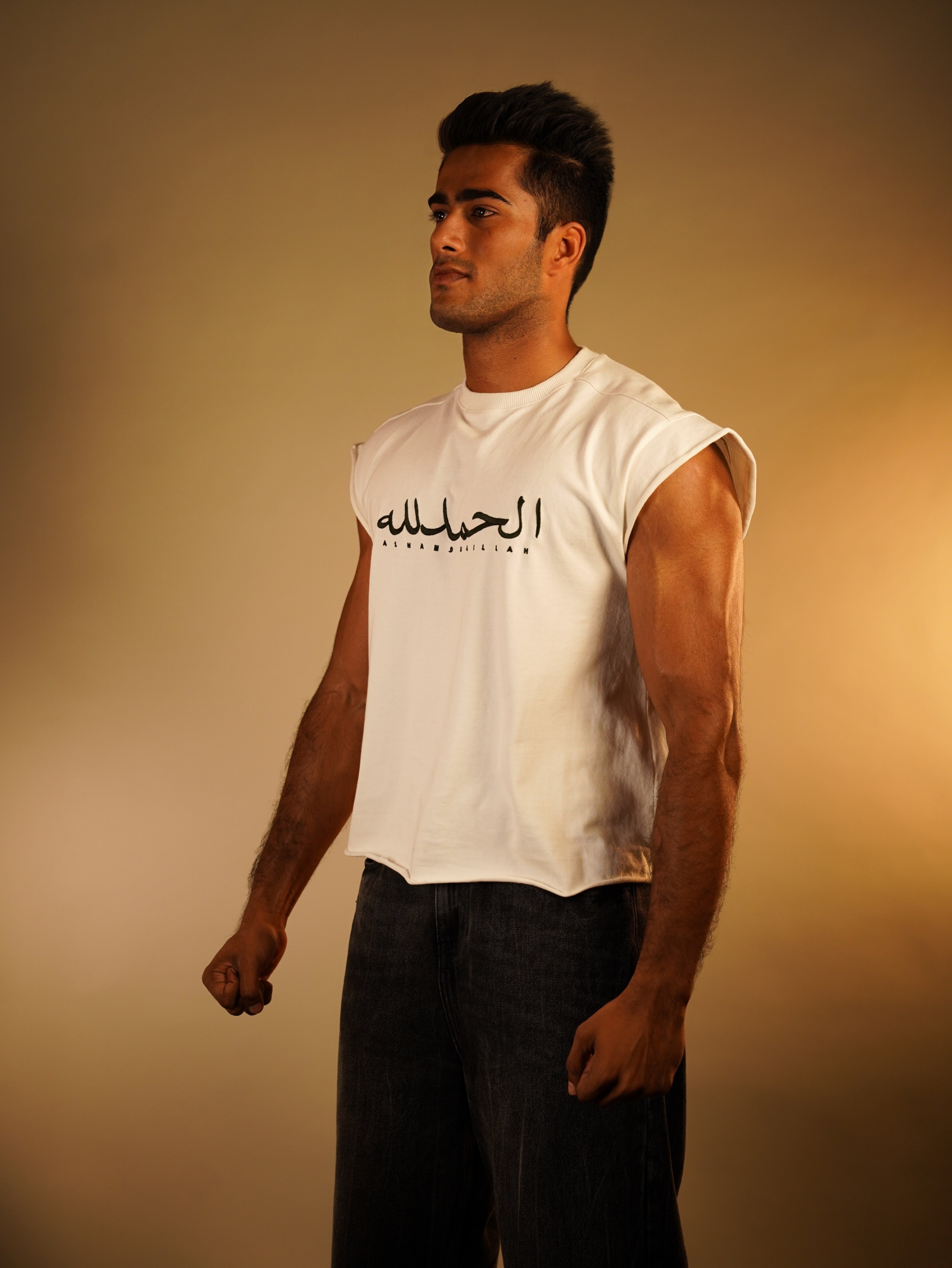 ALHAMDULILLAH EMBROIDERED Sleeveless oversize boxy fit T SHIRT