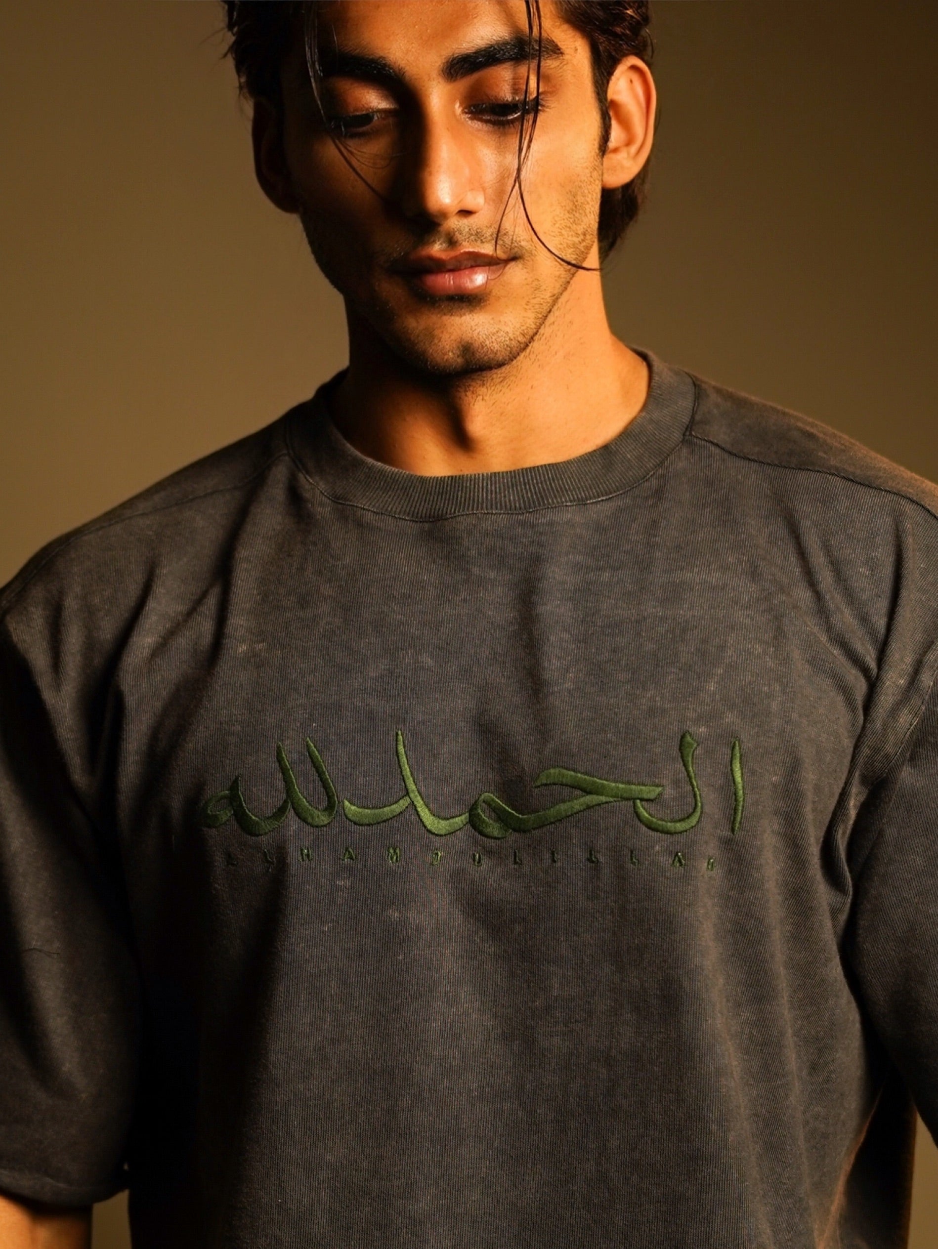ALHAMDULILLAH EMBROIDERED half Sleeves oversize boxy fit T SHIRT