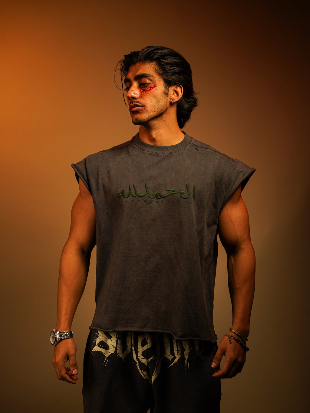 ALHAMDULILLAH EMBROIDERED Sleeveless oversize boxy fit T SHIRT