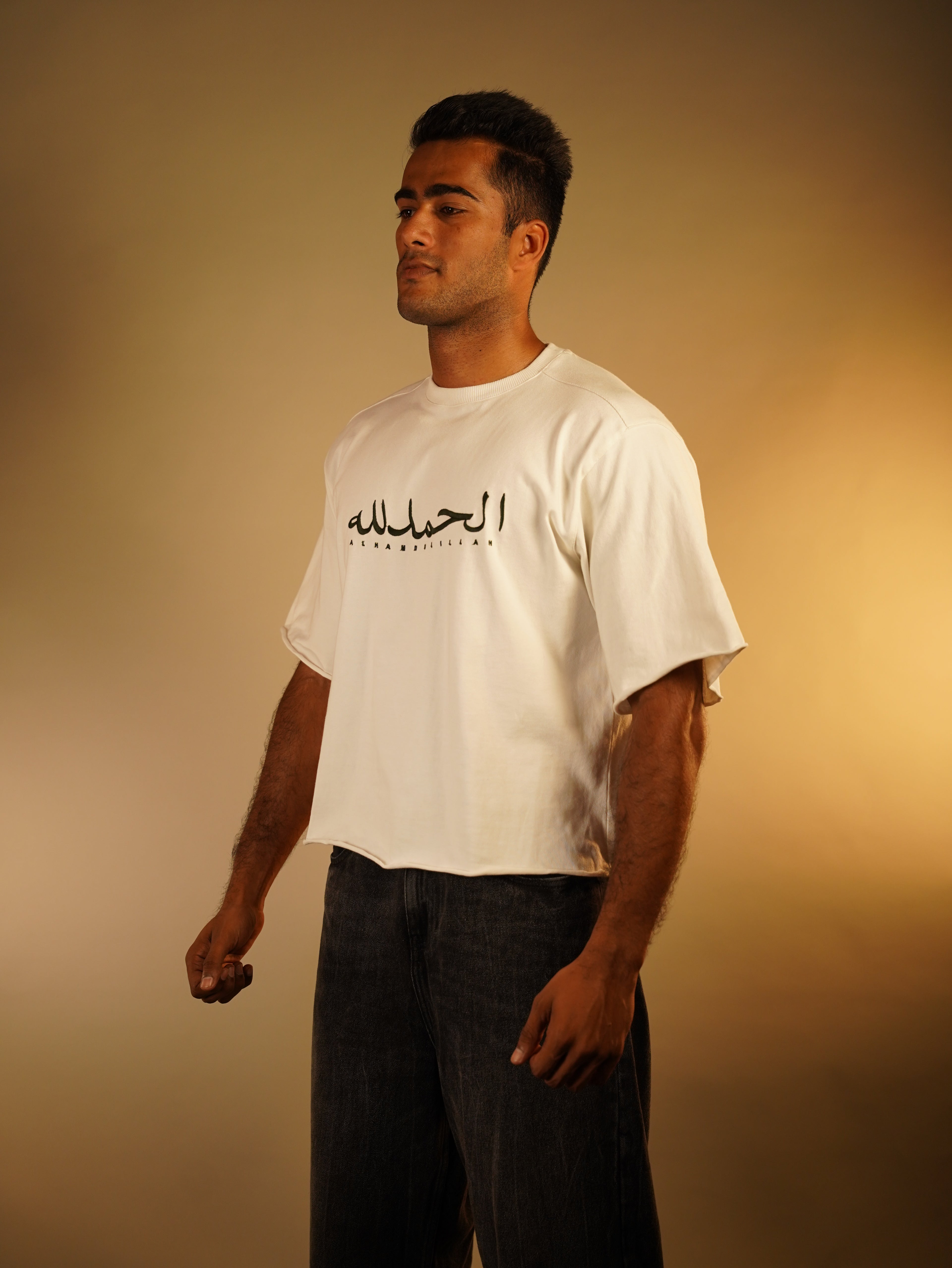 ALHAMDULILLAH EMBROIDERED half Sleeves oversize boxy fit T SHIRT