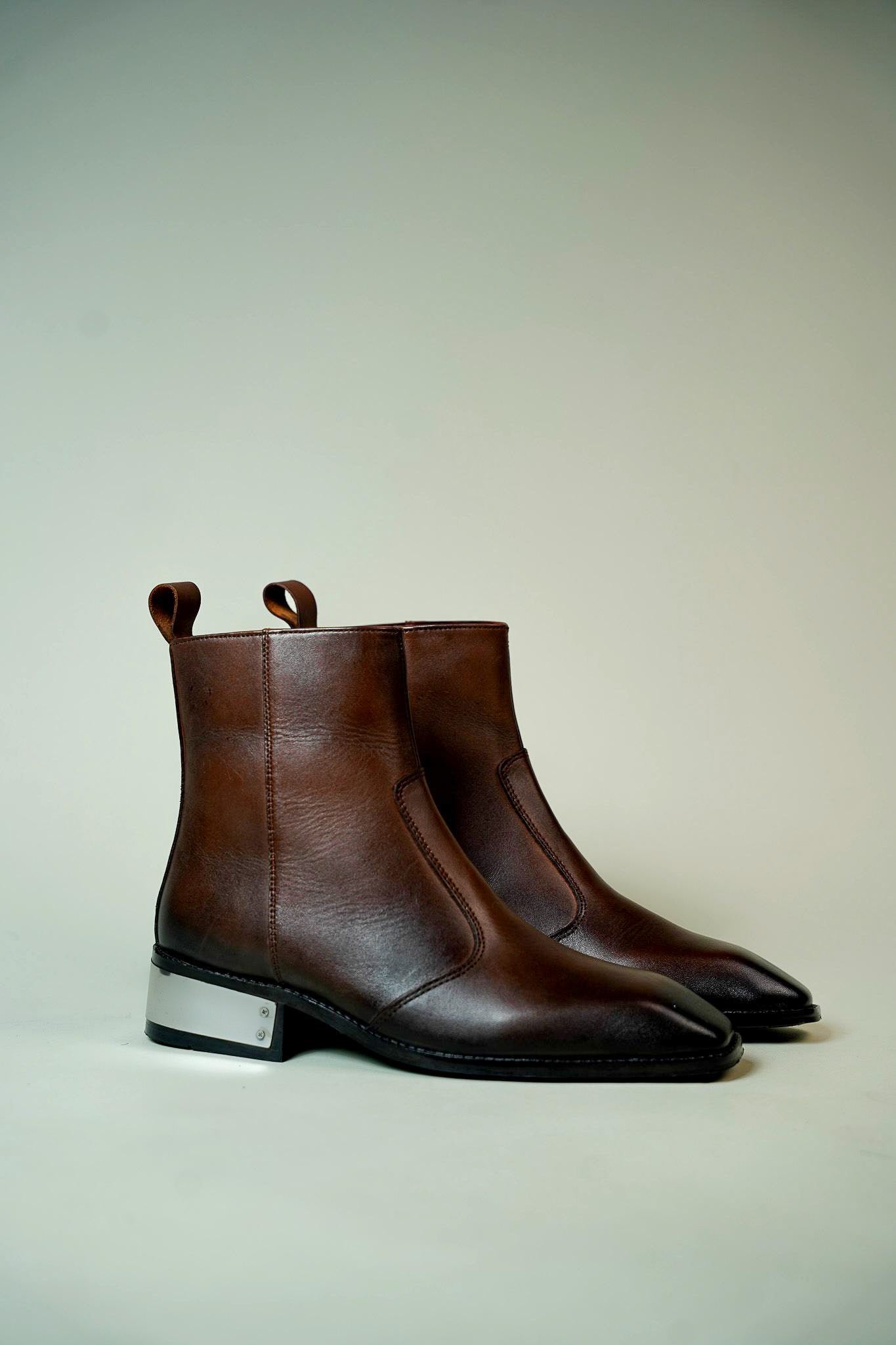 Scarface CHEALSEA Square toe (ITALIAN leather BOOTS)WITH STEEL