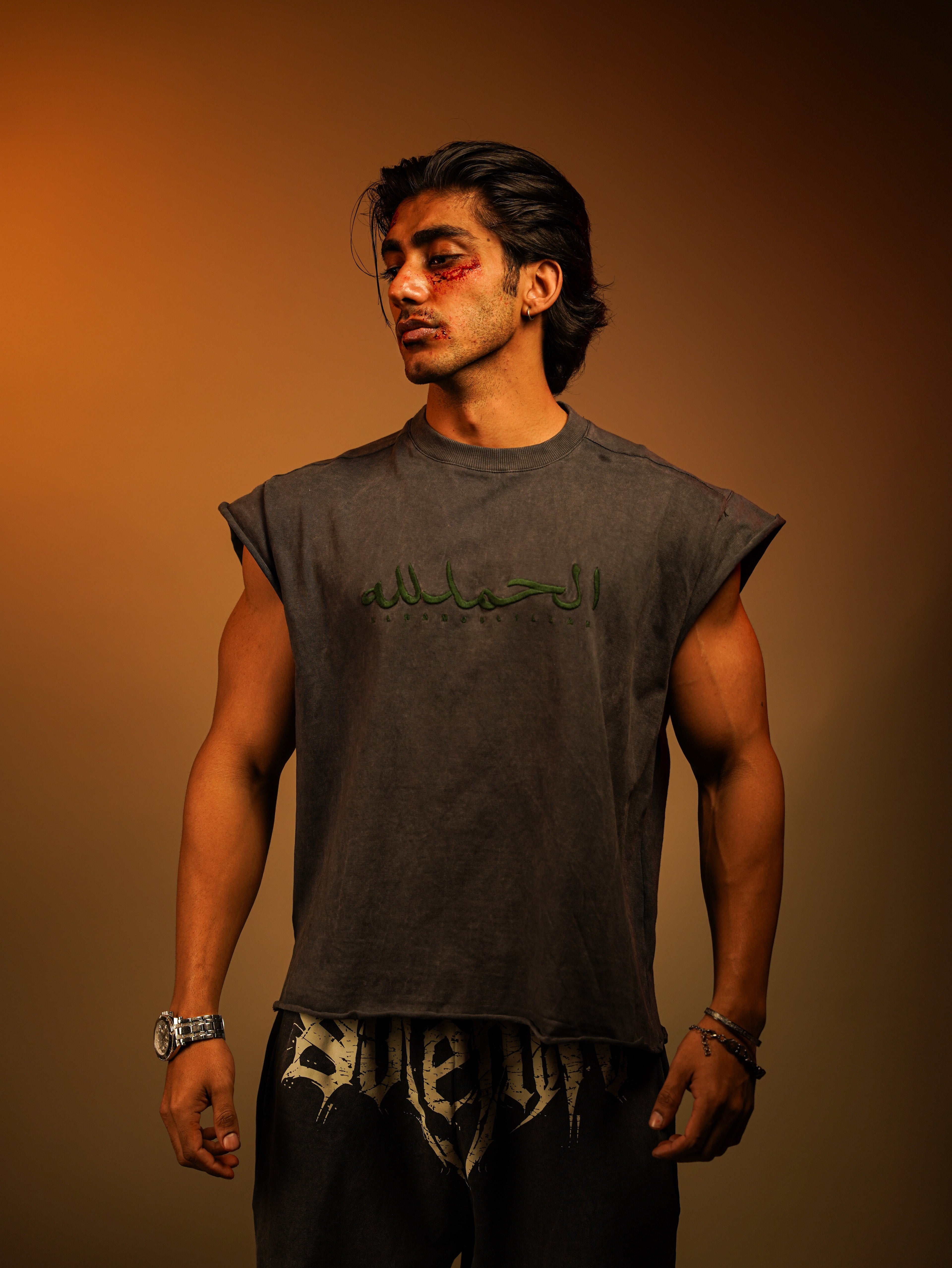 ALHAMDULILLAH EMBROIDERED Sleeveless oversize boxy fit T SHIRT