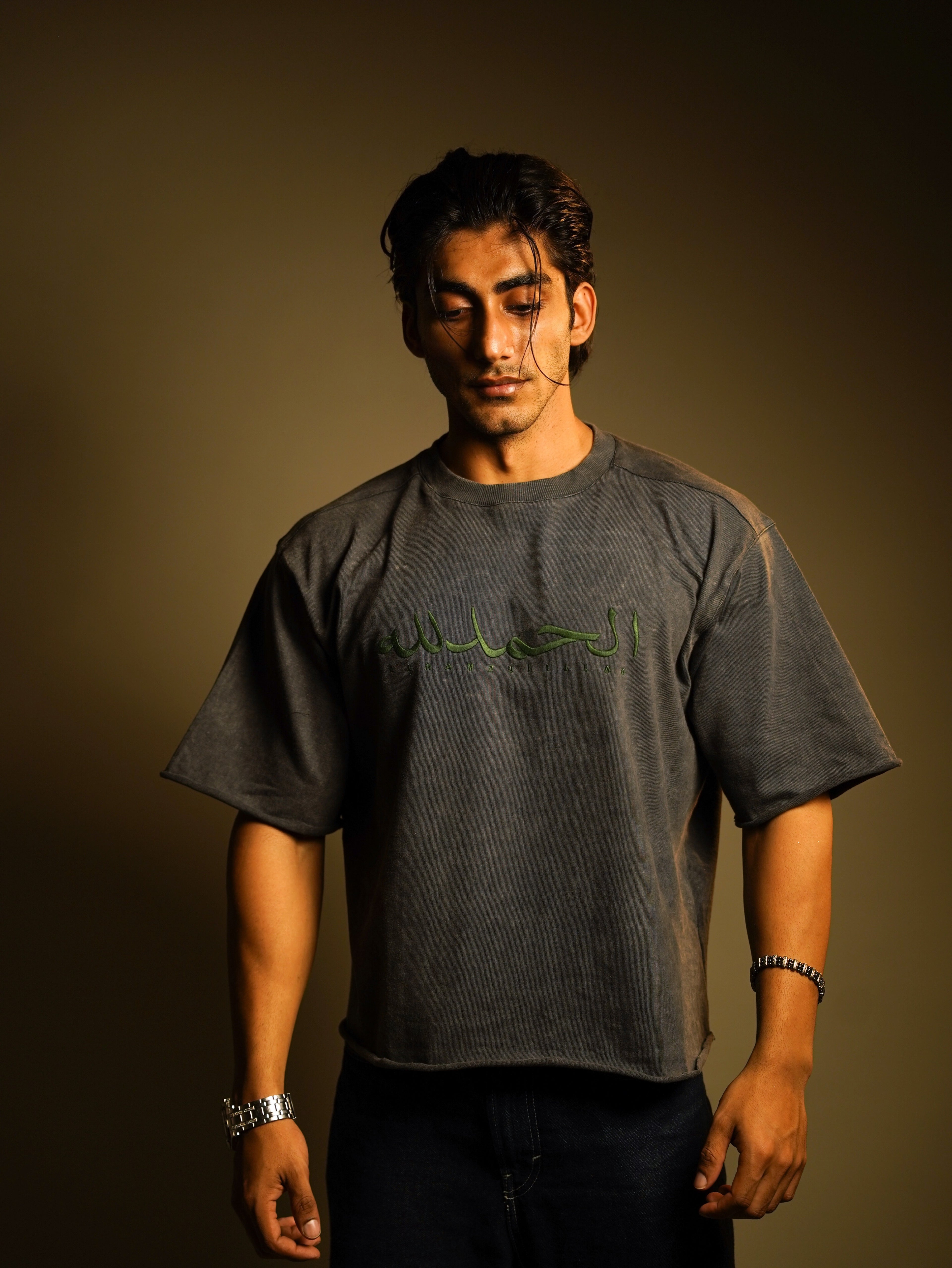 ALHAMDULILLAH EMBROIDERED half Sleeves oversize boxy fit T SHIRT