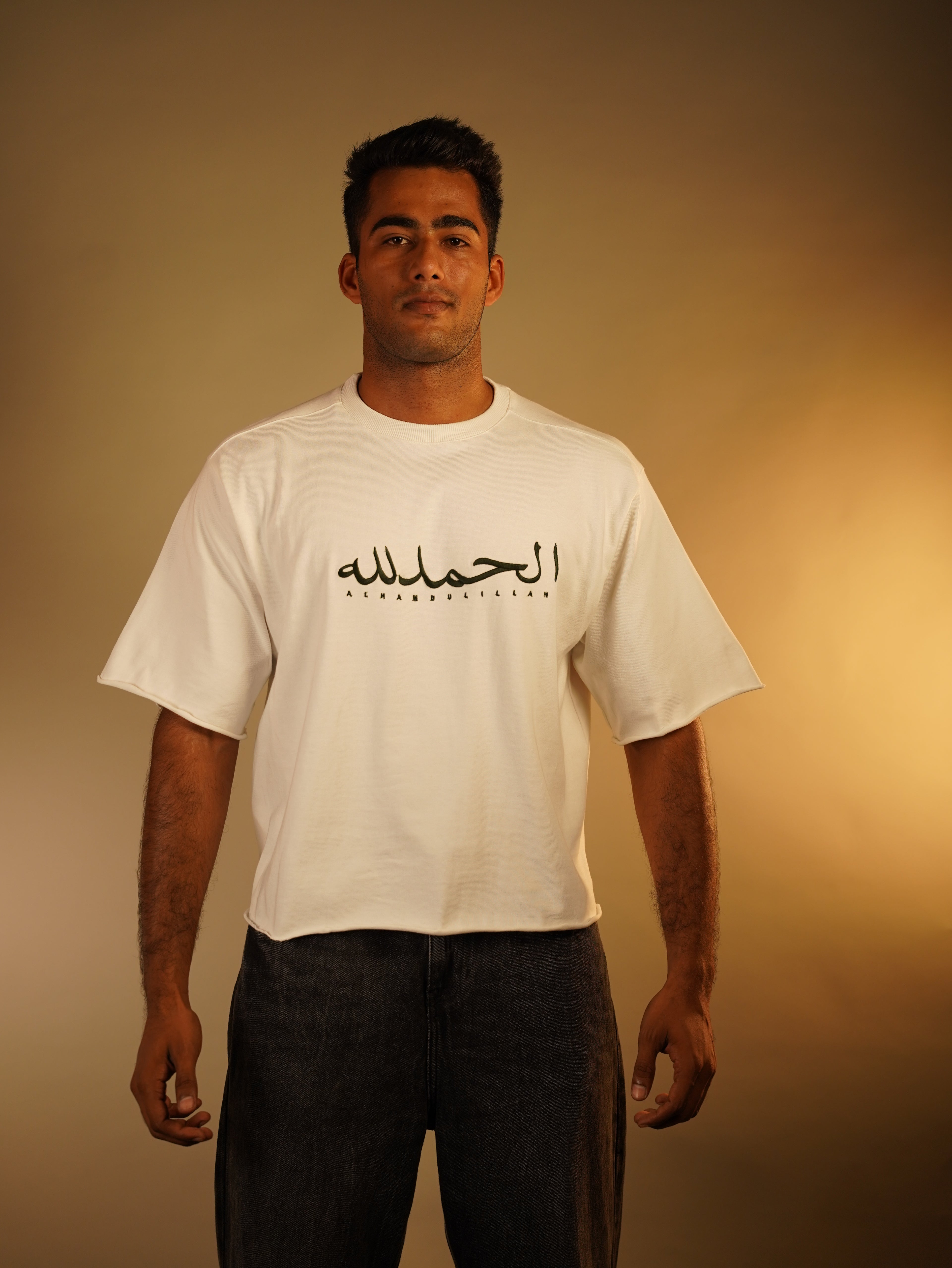 ALHAMDULILLAH EMBROIDERED half Sleeves oversize boxy fit T SHIRT