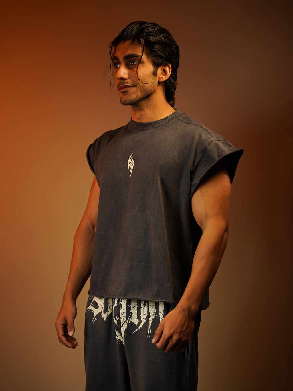 SOLEMN GRUNGE ACID WASH SIGILISM BACK PRINT CROP T-SHIRT