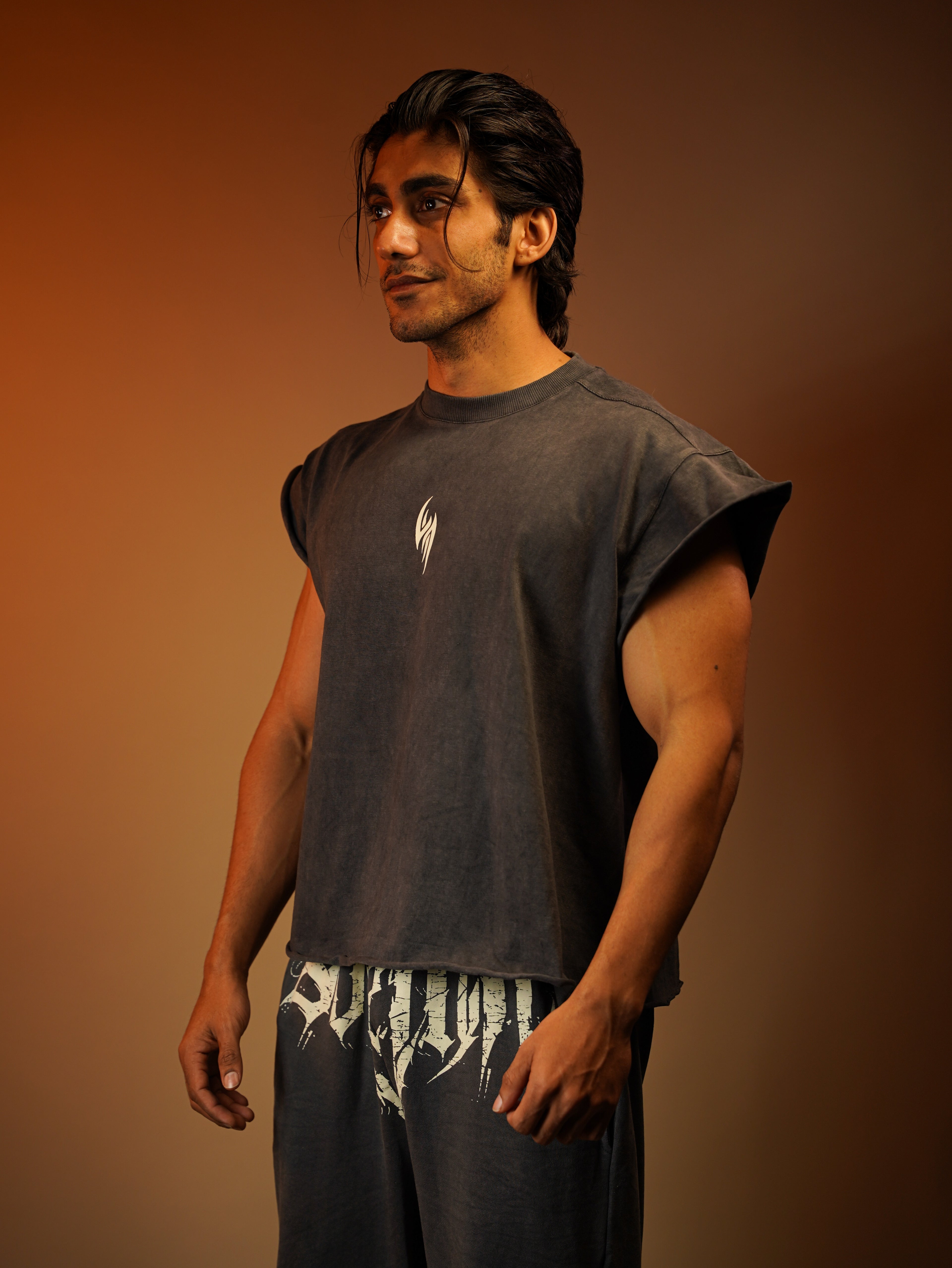 SOLEMN GRUNGE ACID WASH SIGILISM BACK PRINT CROP T-SHIRT