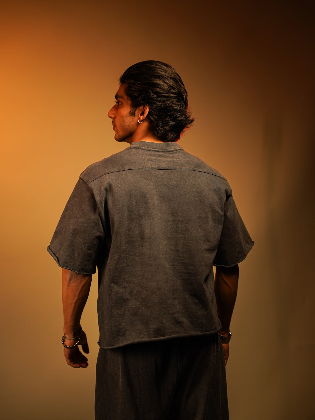 SOLEMN Men Crop HALF SLEEVES boxy EMBROIDERED T SHIRT