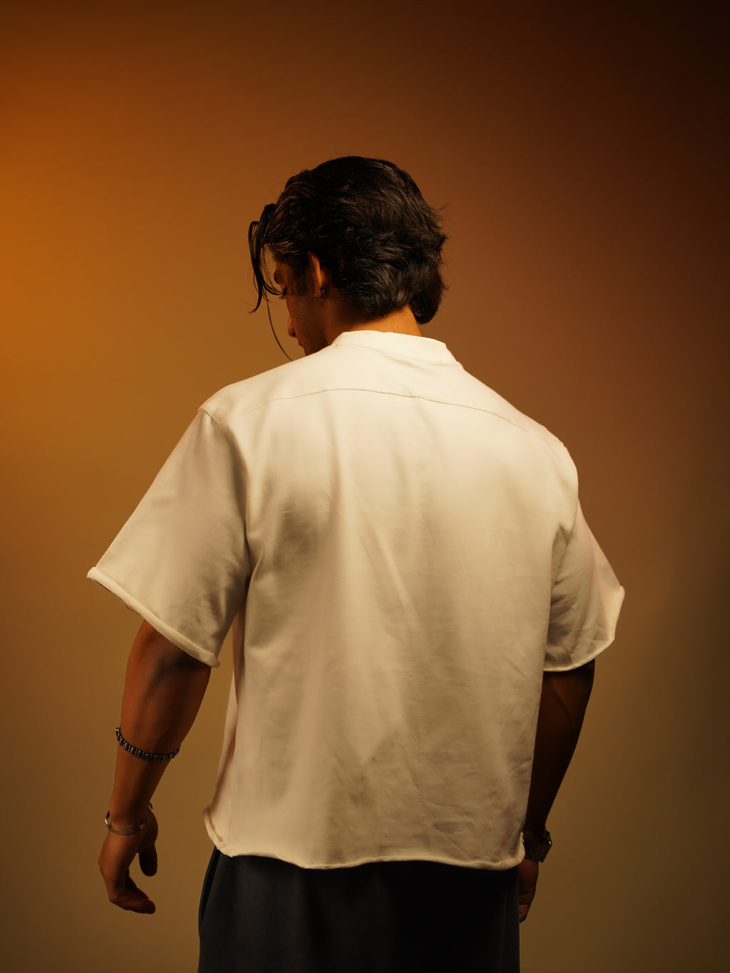 SOLEMN Men Crop HALF SLEEVES boxy EMBROIDERED T SHIRT