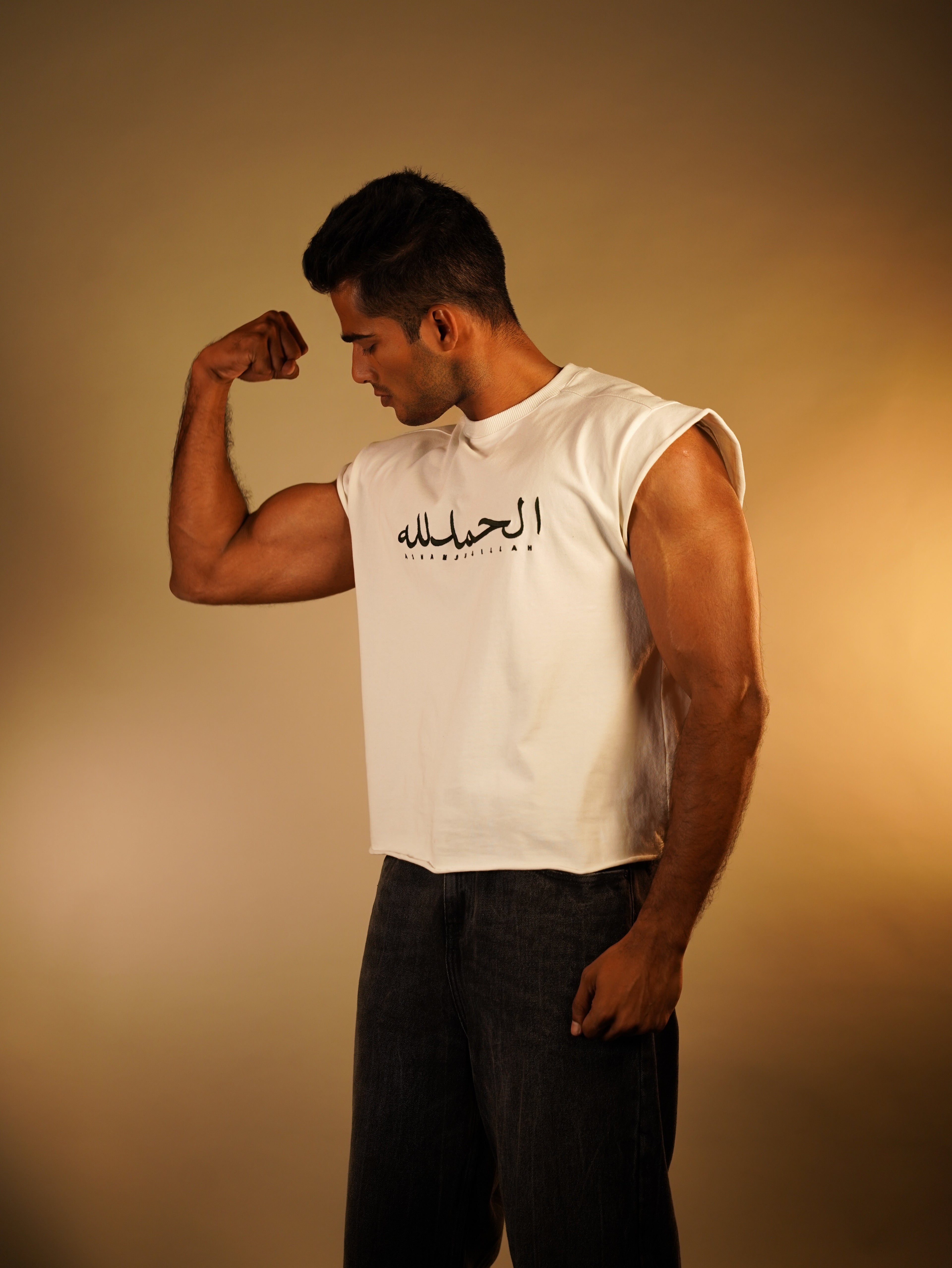 ALHAMDULILLAH EMBROIDERED Sleeveless oversize boxy fit T SHIRT