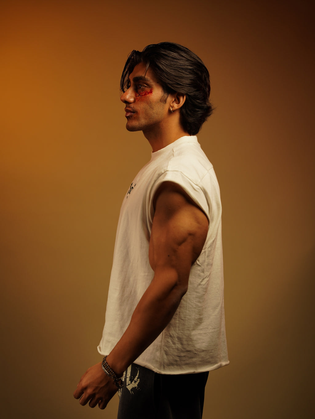 SOLEMN Men Crop SLEEVELESS boxy EMBROIDERED T SHIRT