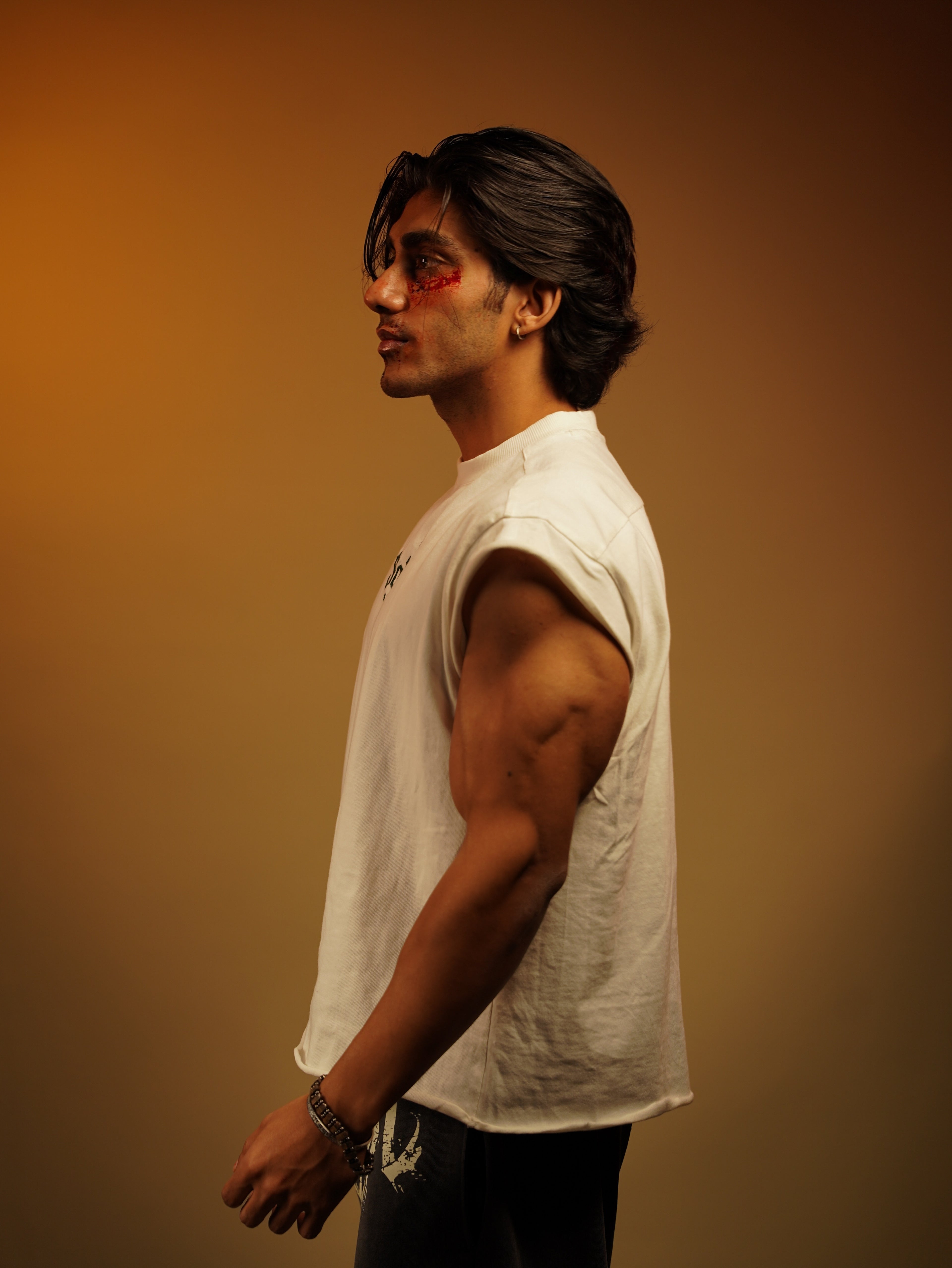 SOLEMN Men Crop SLEEVELESS boxy EMBROIDERED T SHIRT