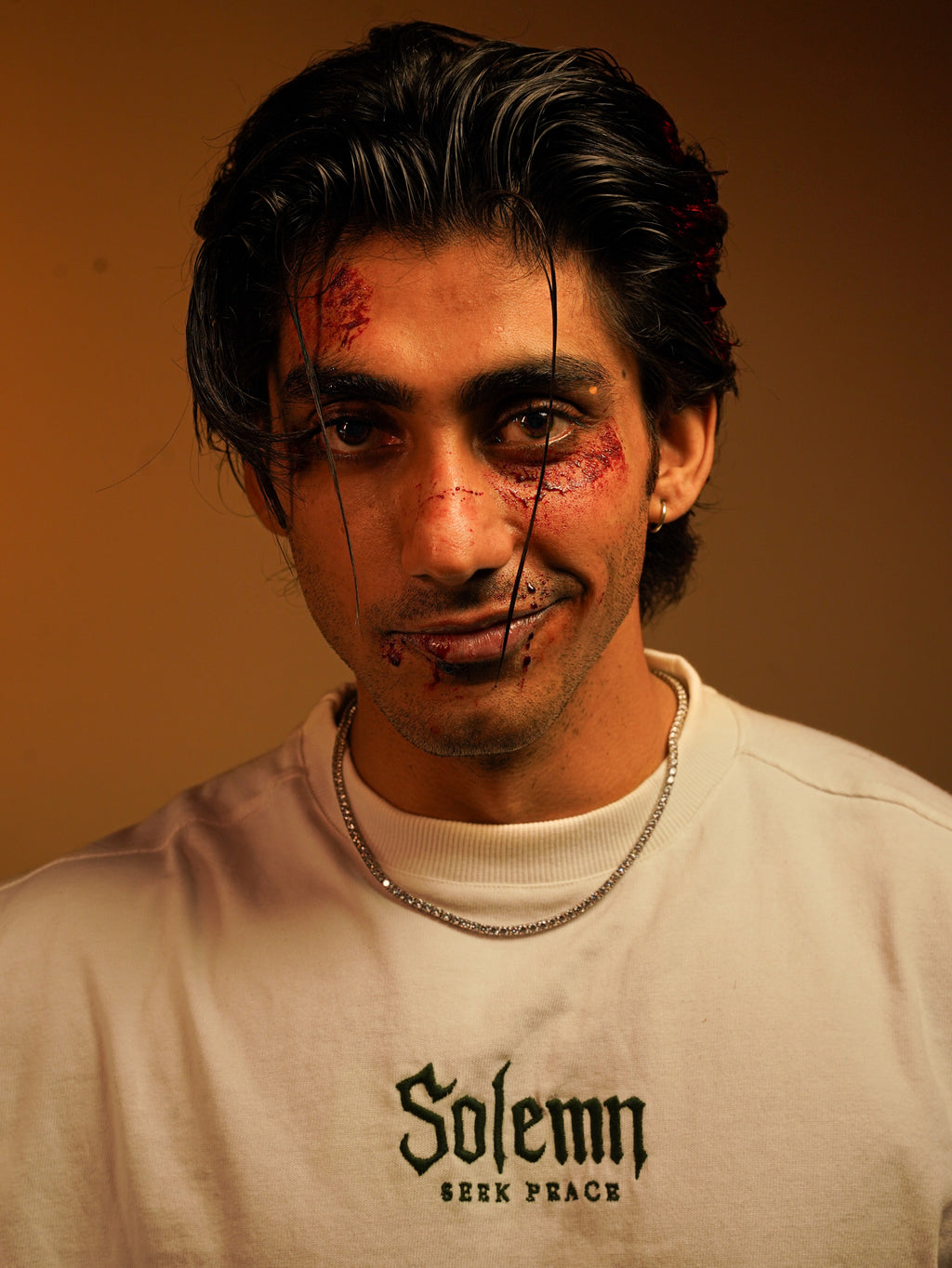 SOLEMN Men Crop SLEEVELESS boxy EMBROIDERED T SHIRT