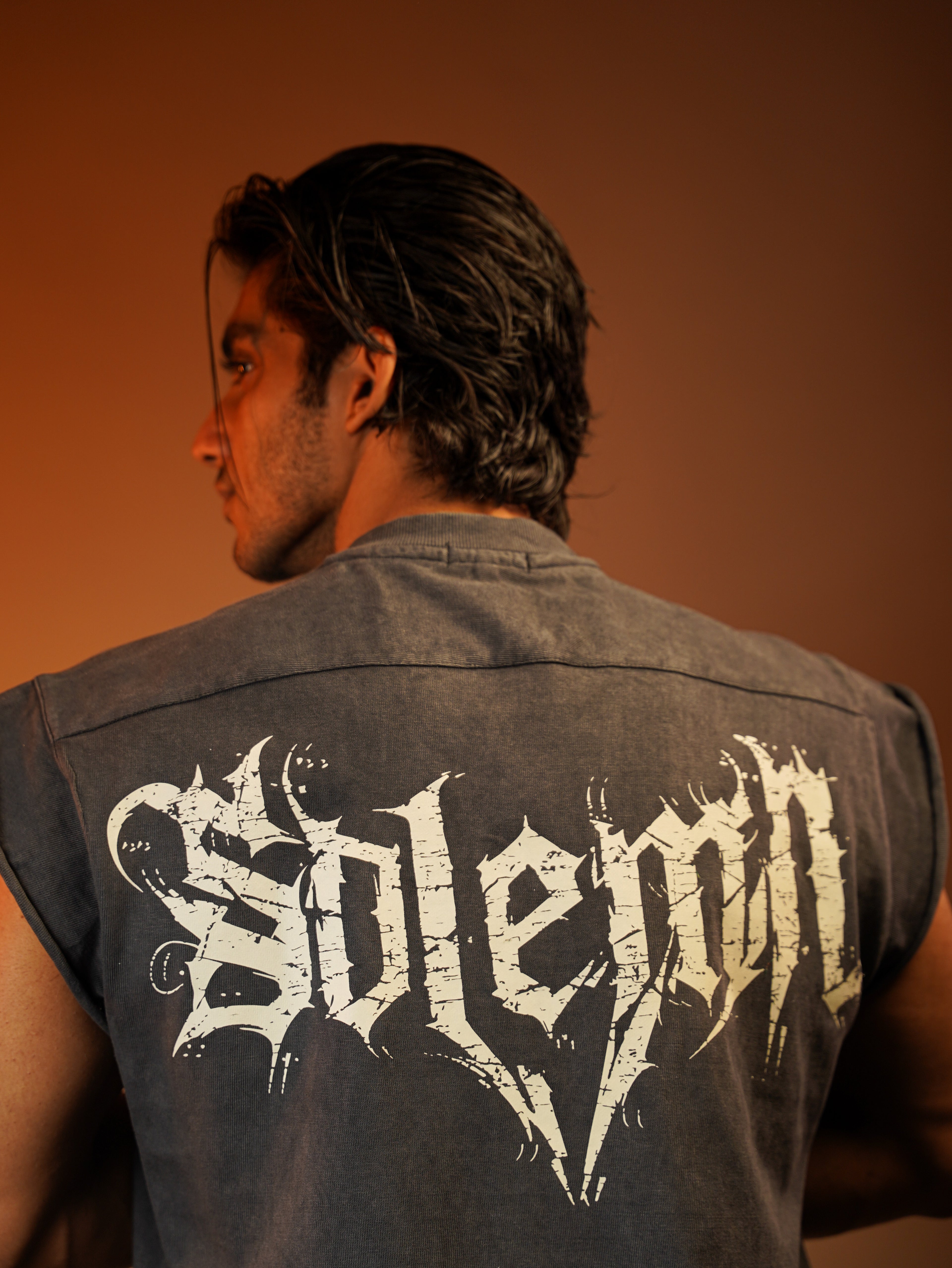 SOLEMN GRUNGE ACID WASH SIGILISM BACK PRINT CROP T-SHIRT